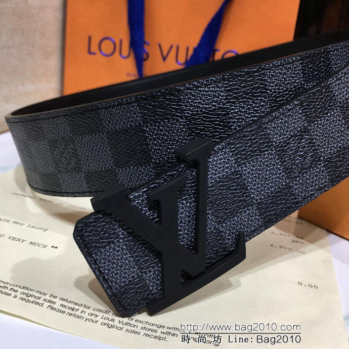 路易威登LV 全新款式  LV INITIALES 腰帶 格紋帆布 男士皮帶  xfp1114